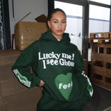 Oversized hoodie med statement print og cozy pasform