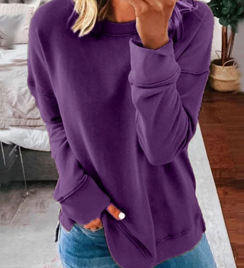 Afslappet Sweatshirt med Rund Hals