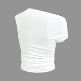 To-delt Sæt med Asymmetrisk Top og Knyttet Mini Nederdel – Minimal Chic