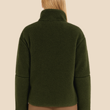 Blød teddy fleecejakke til kvinder med høj krave og lynlås