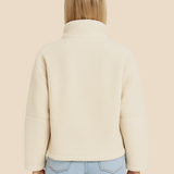 Blød teddy fleecejakke til kvinder med høj krave og lynlås