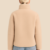 Blød teddy fleecejakke til kvinder med høj krave og lynlås