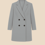 Stilren dobbeltradet damefrakke i uldlook med moderne pasform