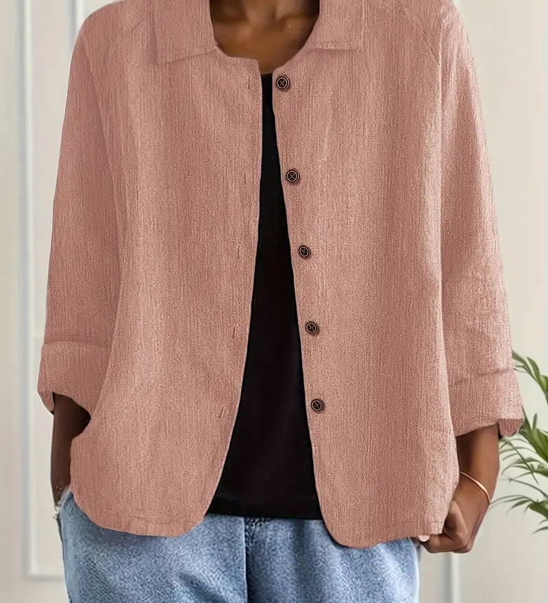 Let Hørjakke med Afslappet Pasform og Elegant Hverdagsstil