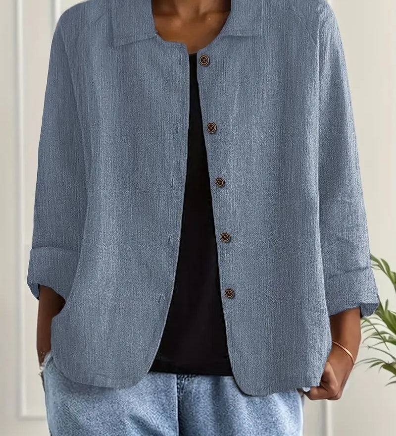 Let Hørjakke med Afslappet Pasform og Elegant Hverdagsstil