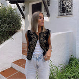 Boheme broderet vest i vintage stil til kvinder