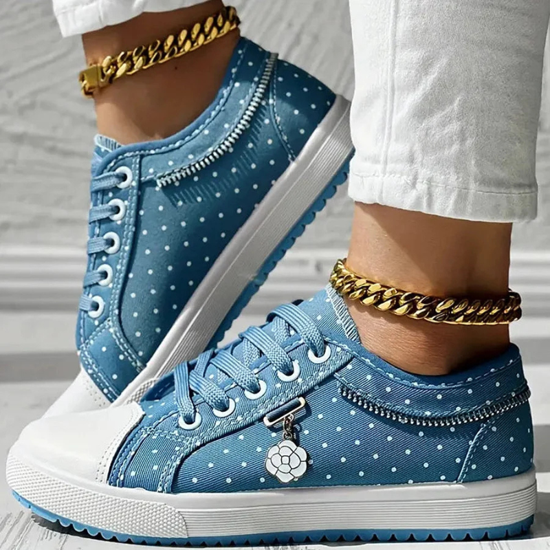 Letvægts Sneakers med Mesh og Blomsterbroderi