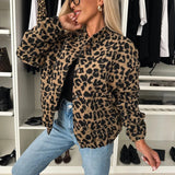 Leopardprint jakke i fleece med knaplukning