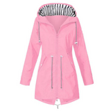 Let og vandafvisende damejakke med hætte og justerbar pasform