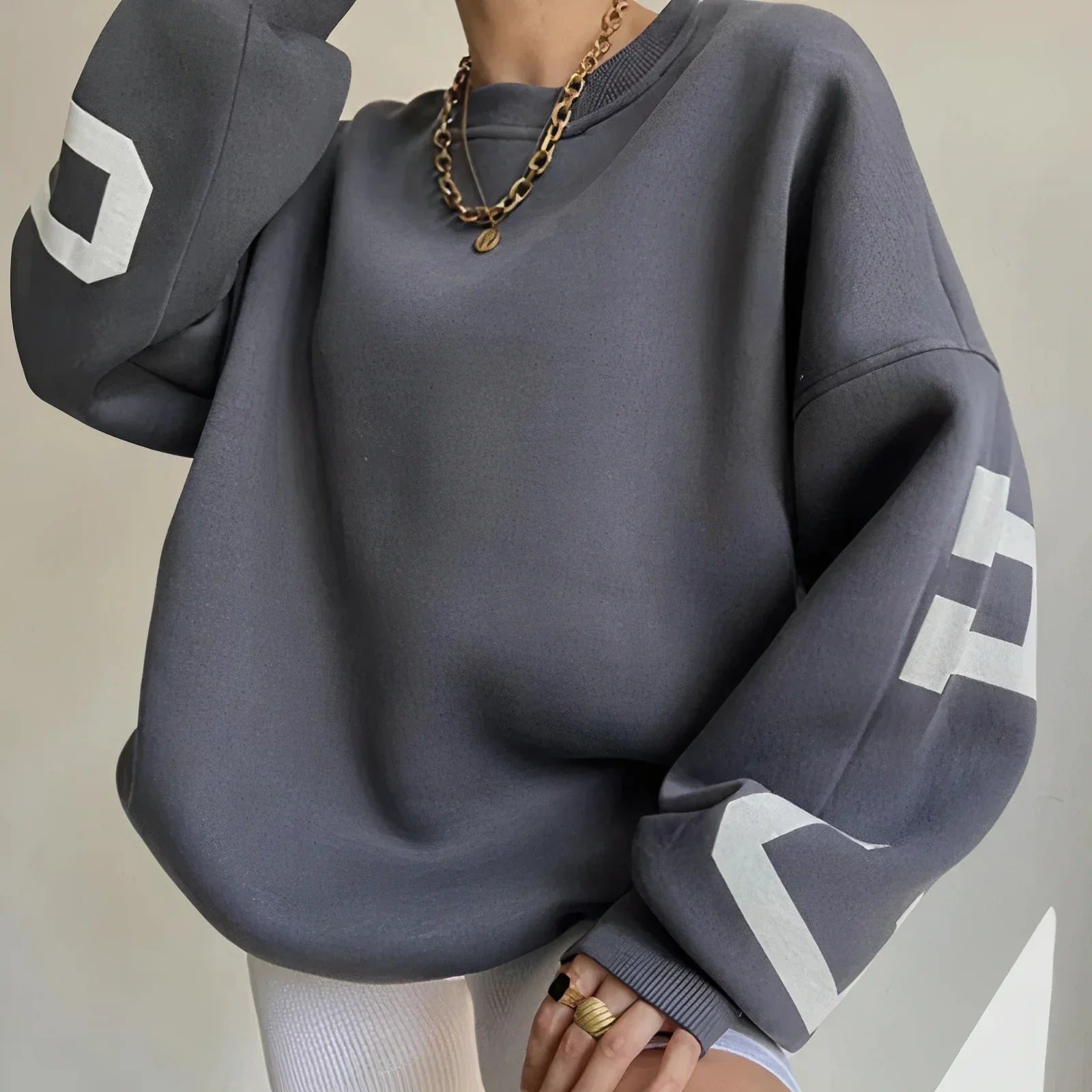 Oversized mintgrøn sweatshirt med print – streetwear til kvinder