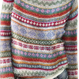 Farverig mønsterstrikket sweater i nordisk stil – dame