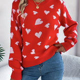 Pink sweater med røde hjerter – Romantisk og trendy strik til kvinder