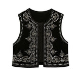 Boheme broderet vest i vintage stil til kvinder