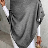 Poncho-cardigan med knapper og blød uldstruktur til kvinder