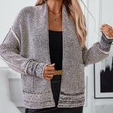 Åben strikket cardigan med tekstur til kvinder