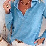 Lyseblå polokrave striktrøje til kvinder – Elegant casual look