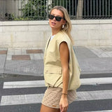 Oversized utility vest med lommer og lynlås til kvinder
