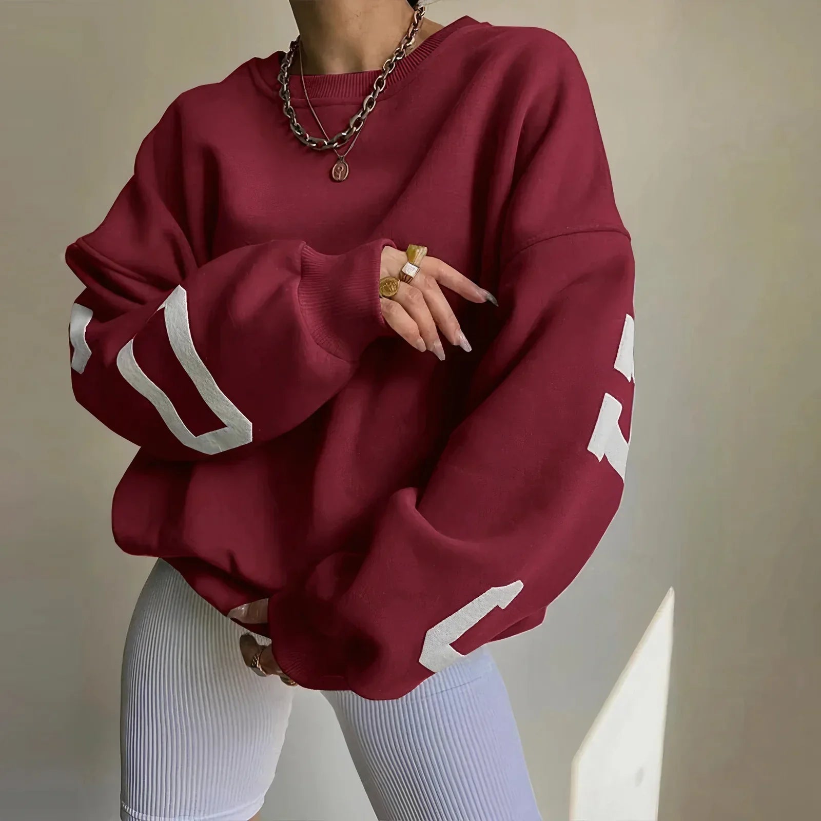 Oversized mintgrøn sweatshirt med print – streetwear til kvinder