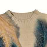 Striktrøje med fjerprint – Elegant og kunstnerisk look