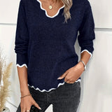 Beige dame striktrøje med V-hals – Elegant og blød sweater til hverdag