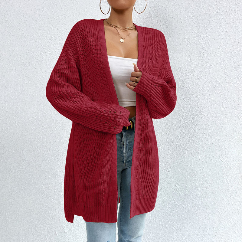 Lyseblå åben strikket cardigan – afslappet og feminin layering