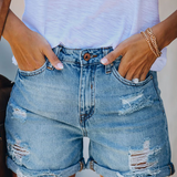 Distressed Denim Shorts med Opsmøg – Cool Streetstyle Vibe