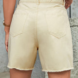 High-Waist Denim Shorts med Rå Kant – Cool & Casual Stil
