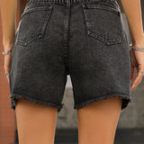 High-Waist Denim Shorts med Rå Kant – Cool & Casual Stil