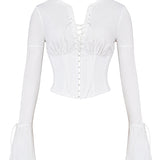 Corset Top med Snørelukning – Elegant Boheme Bluse
