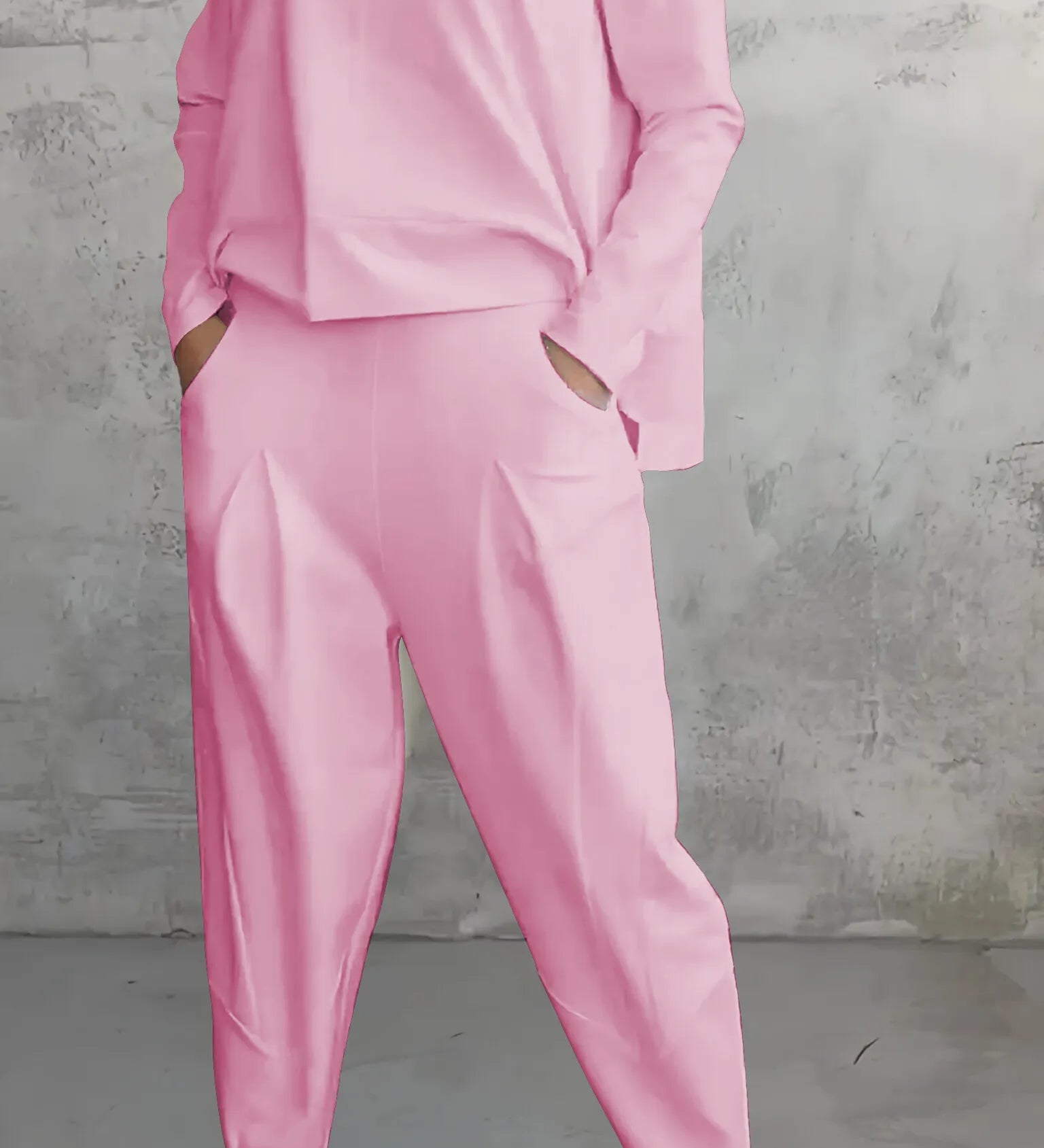 Afslappet Sweat Sæt med Langærmet Top og Bukser – Komfort til Hverdagen