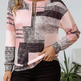 Patchwork Bluse med Lynlås – Moderne og Komfortabel Hverdagsstil