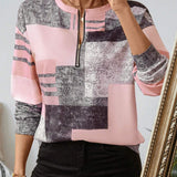 Patchwork Bluse med Lynlås – Moderne og Komfortabel Hverdagsstil