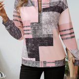 Patchwork Bluse med Lynlås – Moderne og Komfortabel Hverdagsstil
