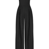 Stropløs Jumpsuit med Vide Ben – Elegant Silhuet og Komfort