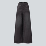 Højtaljede stretch wide-leg jeans – formende og komfortable