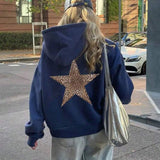 Oversize hoodie med leopardstjerne på ryggen