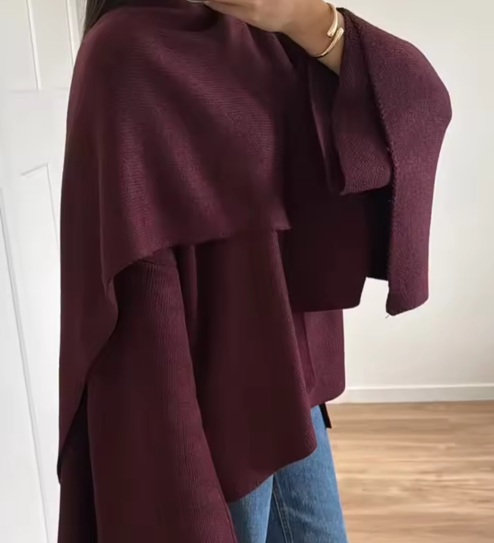 Elegant poncho til kvinder med høj hals og varm komfort