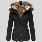 Figursyet Vinterjakke med Faux Fur Hætte og Elegant Komfort