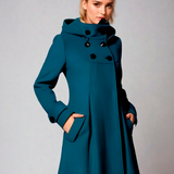 Kort Uldfrakke med Hætte til Kvinder – Elegant og Feminin Efterårsfrakke