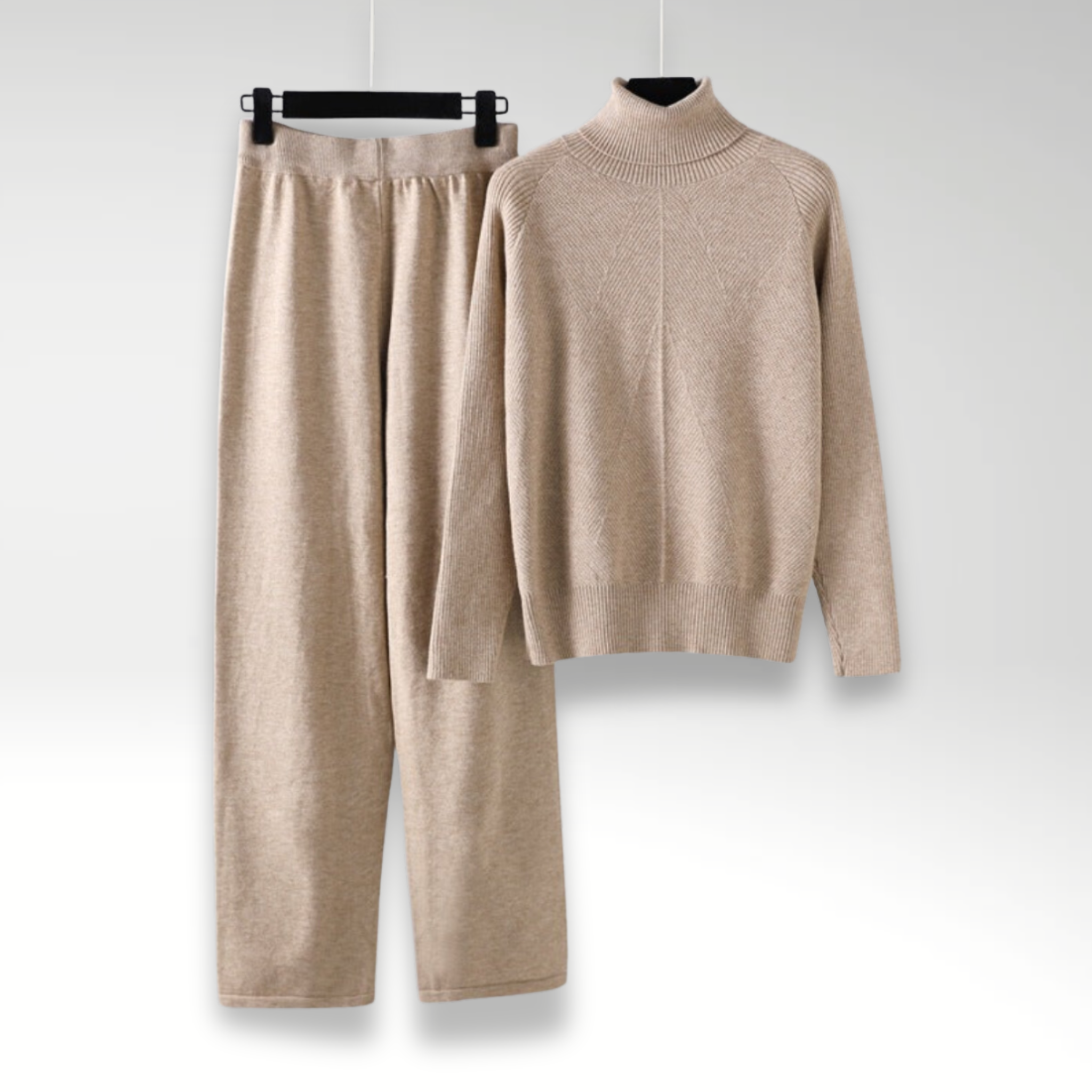Strikket Lounge Sæt med Sweater og Bukser – Blød Komfort