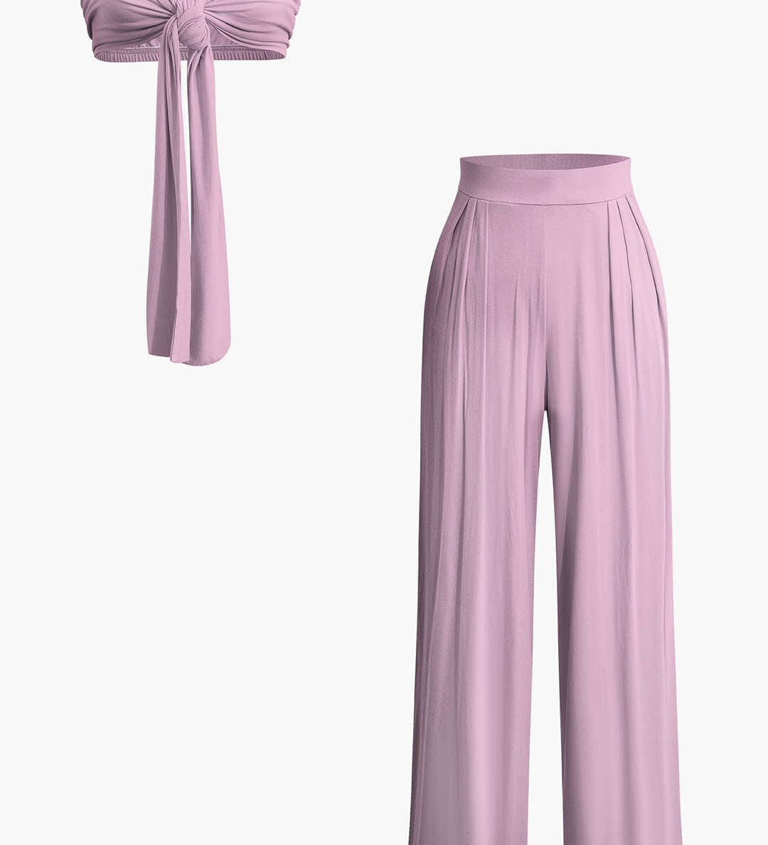 To-delt Sæt med Bandeau Top og Vide Bukser – Sommerlook