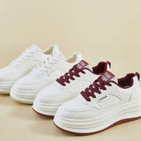 Platform sneakers til kvinder – hvid med valgfri bordeaux detalje