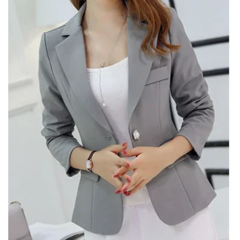 Elegant dame blazer med enkelt knaplukning