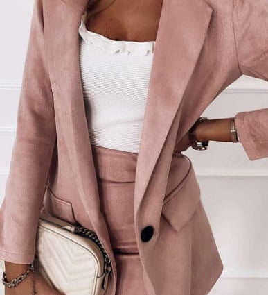 Elegant blazer og nederdel-sæt til kvinder – Slim fit og moderne look