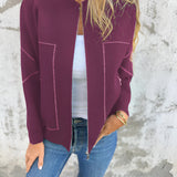 Elegant Cardigan med Lynlås og Kontrastdetaljer