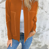 Elegant Cardigan med Lynlås og Kontrastdetaljer