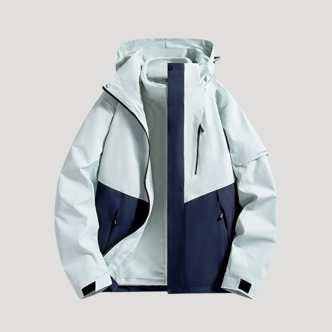 Vandtæt Outdoorjakke med Hætte og Moderne Funktionelt Design
