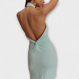 Elegant Halterneck Maxikjole med Åben Ryg
