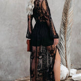 Boheme Blonde Maxikjole med Dyb V Hals og Elegant Slids