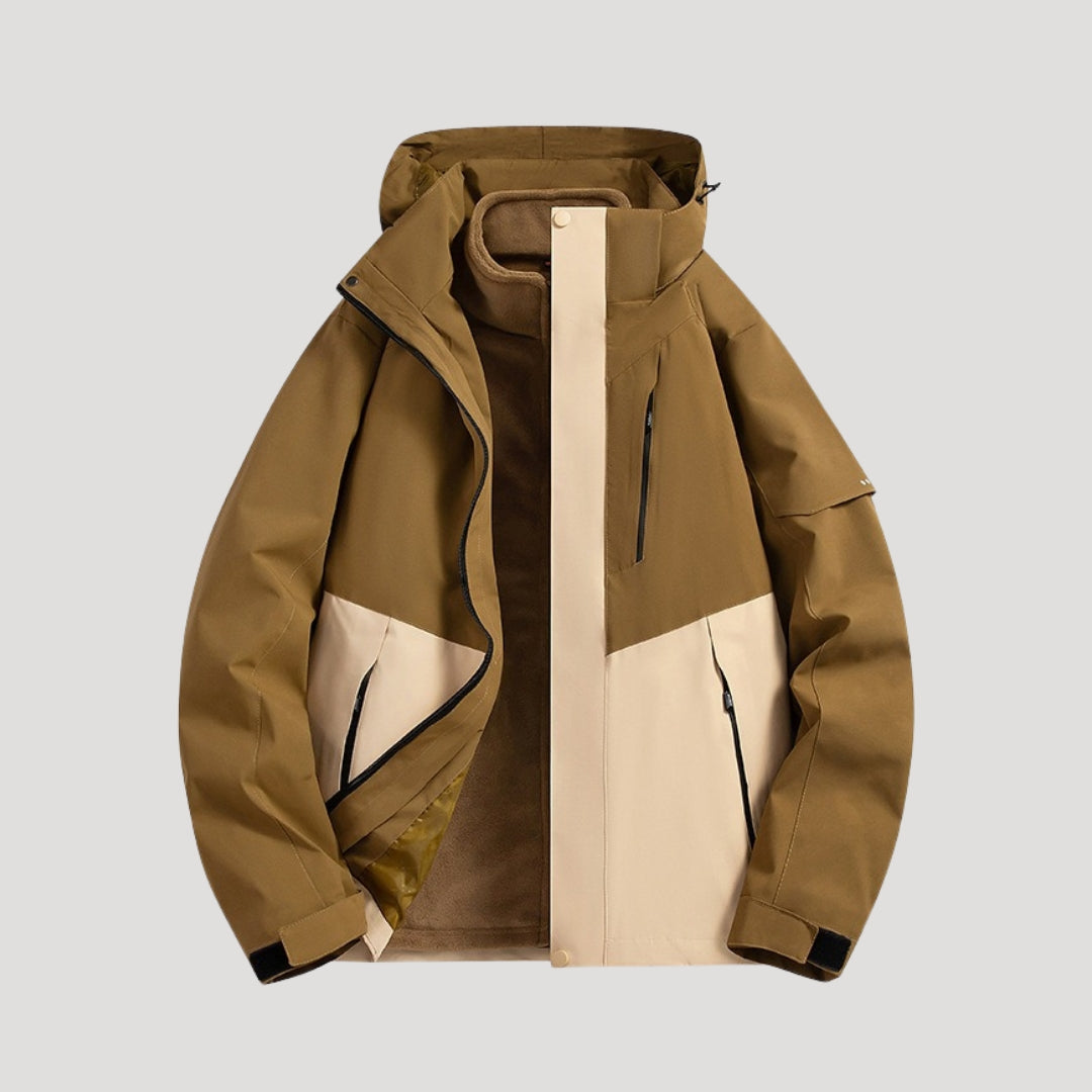 Vandtæt Outdoorjakke med Hætte og Moderne Funktionelt Design
